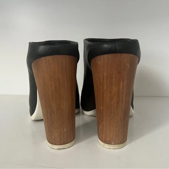 Vince Allison leather mule booties Women’s Size 6.5 Black Wood - Picture 3 of 7